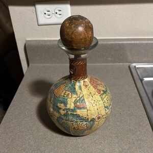Vintage Globe Decanter with Wooden Stopper